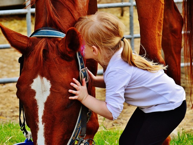 Lui è così felice quando si alza e sa che è quel giorno andrà a cavallo