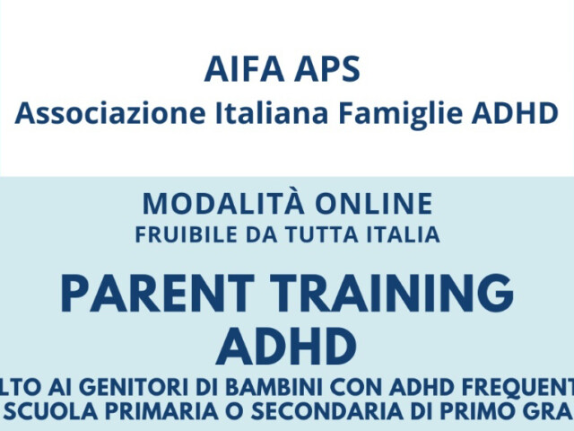 Parent Training ADHD 2024 per genitori di bambini 6-13 anni online fruibile da tutta Italia