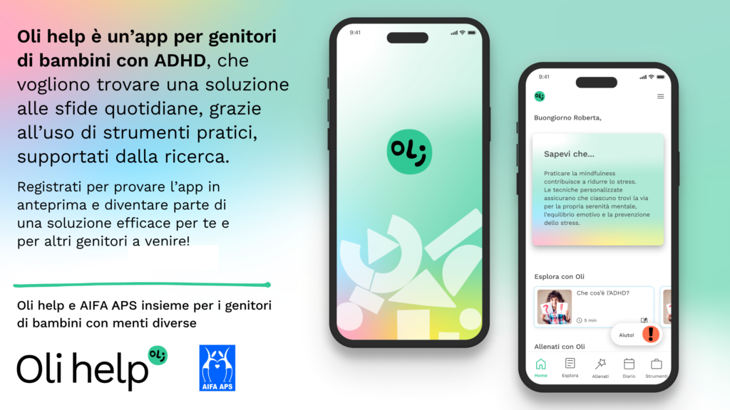 AIFA APS e Oli help insieme per i genitori di bambini con ADHD